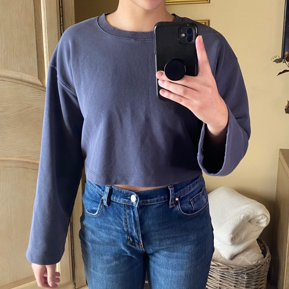 MOD REF Navy Crop Open Back Sweater